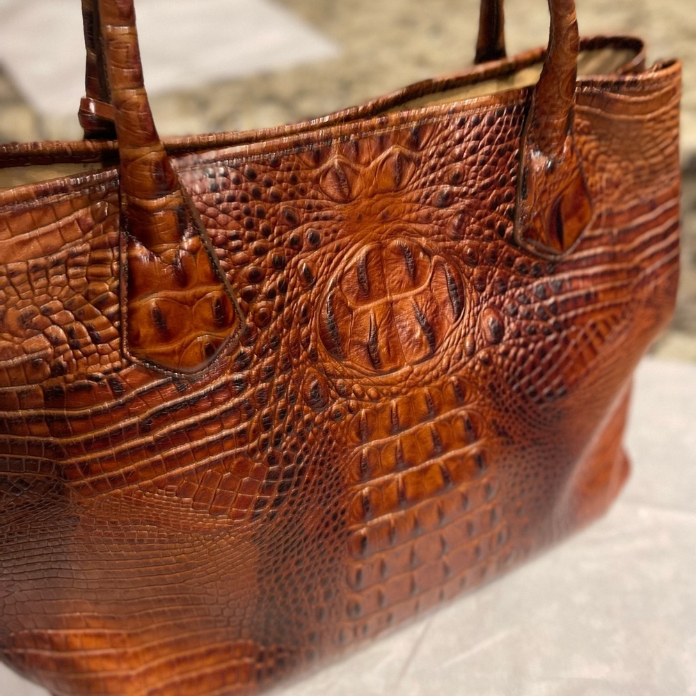 Brahmin - Pecan embossed all leather tote bag